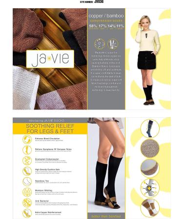JAVIE Copper Bamboo Compression Socks (15-20mmHg) - 2 Pairs Black Medium - Buy Online on SooperMarket.com