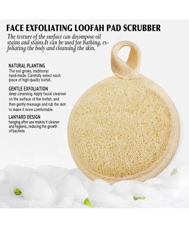 Natural Face Exfoliating Loofah Pad Scrubber - 4 Pack Makeup Remover & Facial Cleansing Brush for Gentle Skin Massage & Blackhead Removal - Beige - Buy Online on SooperMarket.com