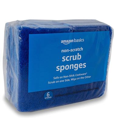 Amazon Basics Non-Scratch Sponges 6-Pack - Gentle Cleaning for Dishes and Surfaces - Buy Online on SooperMarket.com