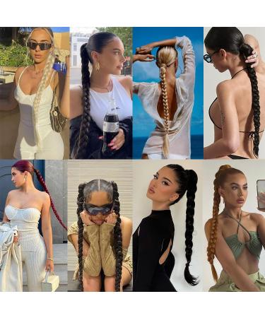 Fulang Hair 2pcs Braid Ponytail Extension - Long Light Brown Braided Hair Tie for Women - Buy Online on SooperMarket.com