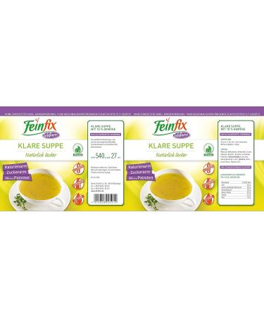 Feinfix Wellness Clear Soup 540g | Vegan Low-Calorie Soup Powder | No Additives or Dyes | 27 Liters of Delicious Vegetable Broth - Buy Online on SooperMarket.com