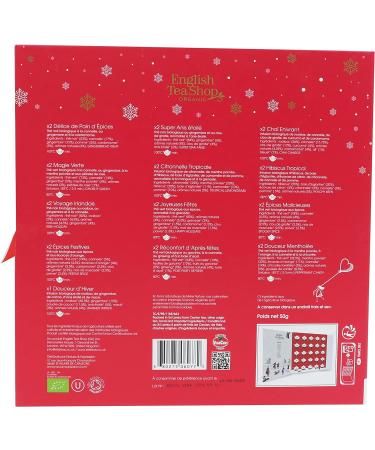 English Tea Shop Organic Book Style Red Advent Calendar - 25 Loose Leaf Tea Pyramid Bags - 13 Different Flavours. 50 g U060772 - Buy Online on SooperMarket.com