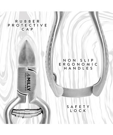 MILLY Heavy Duty Toenail Clippers - Trim Thick or Hard Nails with German Steel Cutter - Professional Podiatrist Nipper - Silver - Buy Online on SooperMarket.com