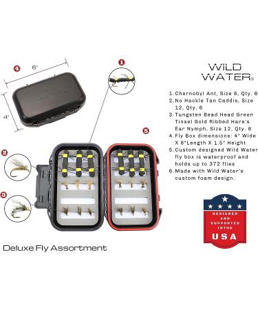 Wild Water Deluxe Fly Fishing Combo Starter Kit - 5/6 Weight 9ft Graphite Rod, Accessories, Aluminum Reel, Carrying Case | Fly Box & Fishing Flies - Buy Online on SooperMarket.com
