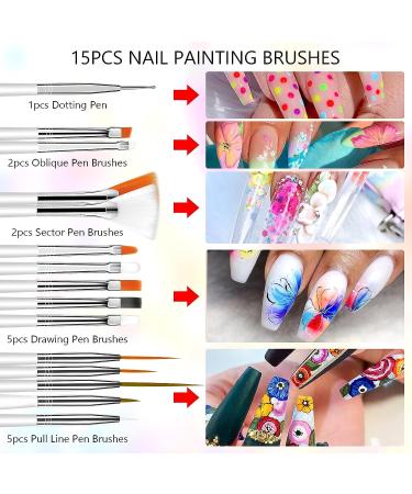 Saviland 36 Colors Gel Paint Nail Art Kit - French Ombre Spring Color Gel Polish Set with 15 Painting Brushes for DIY Nail Design & Salon Manicure - Buy Online on SooperMarket.com