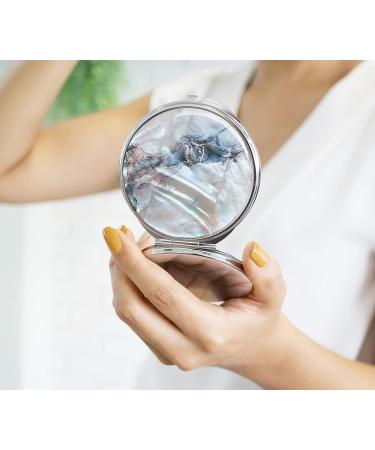 Stunning Mother of Pearl Compact Makeup Travel Mirror - Marble Gold Design | MADDesign - Buy Online on SooperMarket.com