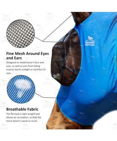 Buy Harrison Howard Fly Mask for Horses - Super Comfortable Elastic with Ear & UV Protection - Azure Blue Full Size (Large) - Buy Online on SooperMarket.com