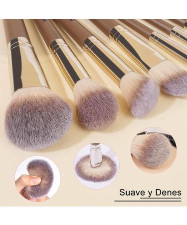 MAANGE 18 Pc Premium Synthetic Makeup Brush Set - Champagne | Professional Brushes for Foundation, Powder, Eyeliner & Eye Shadow - Buy Online on SooperMarket.com