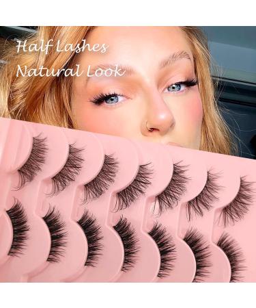 Heracks 14 Pairs Half Lashes Natural Look Cat-Eye Wispy Fluffy False Eyelashes - Reusable DIY Pack (HFS38+HFS62) - Buy Online on SooperMarket.com