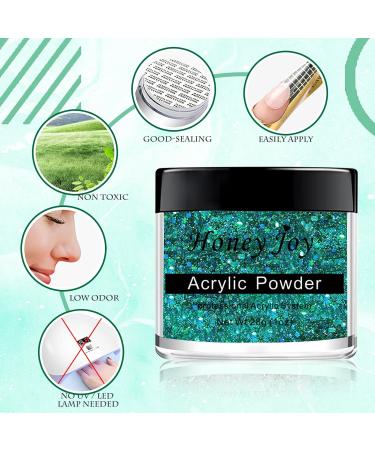 Professional Holographic Green Glitter Acrylic Nail Powder - 28g/box | HJ-NAP017-No.44 - Buy Online on SooperMarket.com