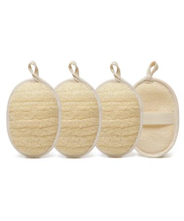 Natural Loofah Sponge Exfoliating Body Scrubber Peeling Loofah Pad for Women and Men Dishwashing Loofah (4 Pack)