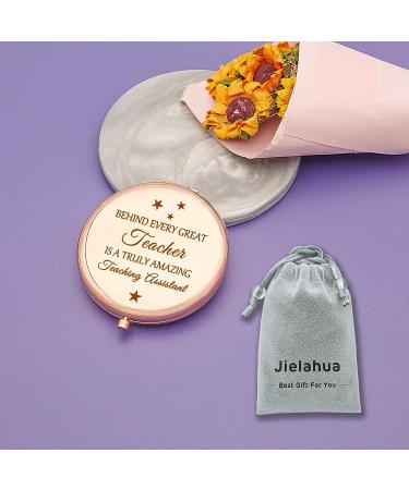 Teacher's Assistant Appreciation Gift - Rose Gold Compact Mirror for Paraeducator - Retirement or Thank You Gift for Paraprofessional - Pocket Makeup Mirror for Para Teacher - Unique Teacher's Aide Gift - Buy Online on SooperMarket.com