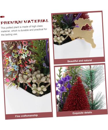 HOMSFOU 2pcs Christmas Simulation Potted Plant Artificial Plant for Desk Decor Festival Potted Plant Adornment Fake Christmas Plants with Fake Flowers Plastic Sisal Tree Outdoor Office Goldenx2pcs 21X11cmx2pcs - Buy Online on SooperMarket.com