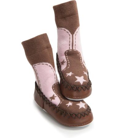 Mocc Ons Washable Leather Sole Slipper Socks - Cowgirl Design (6-12 Months) - Buy Online on SooperMarket.com