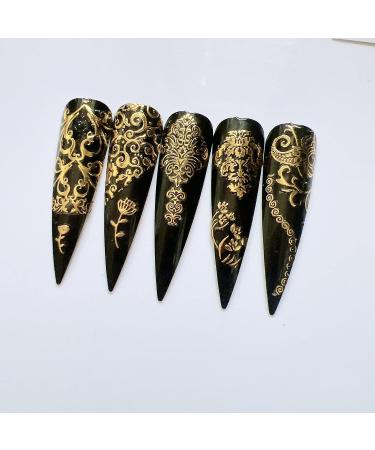 NAIL ANGEL 26 Gold Color Luxury Nail Art Sticker Sheets - Variety of Shapes & Designs - Easy Adhesive Application - Nail Art Deco - Buy Online on SooperMarket.com