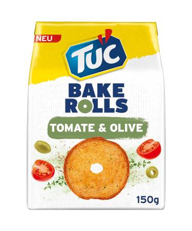 TUC Bake Rolls Tomato & Olive - Crispy Bread Chips & Snack Chips Bulk Pack 8 x 150g | 1.2kg International Shipping - Buy Online on SooperMarket.com