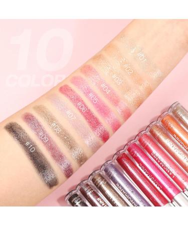 LANGMANNI 10 Colors High Shine Lipgloss Set - Diamond Gliter Shimmer Liquid Lipstick Kit for Girls - Buy Online on SooperMarket.com
