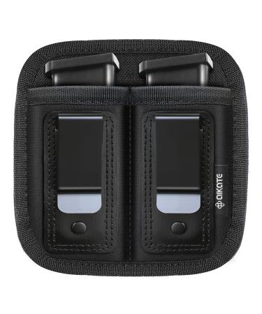 Universal Double Magazine Pouch for 9mm .40 .45 .380 .357, IWB Mag Holster Concealed Cary for Double Stack, Mag Holder for Glock 19 43 17 1911 S&W M&P, Fits Any 7 10 15 Round Clip for All Pistols Ammo 1 Pack Double Magazine Pouch