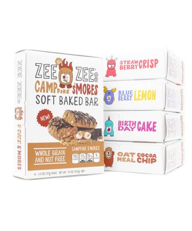 Zee Zees Variety Pack Soft Baked Bars, Nut-Free, Whole Grain, Naturally Flavored, 1.3 oz, 30 Pack