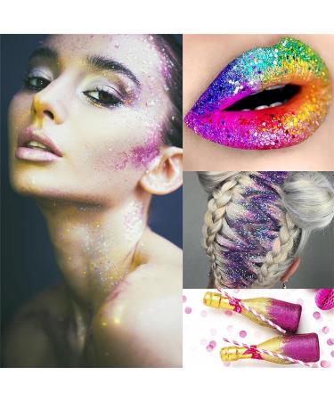 Veroa 12 Colors Chunky Glitter Set for Face, Body, and Hair - Festivals, Parties, Raves - Bright Festive Accessories (5g*12PCS) - Buy Online on SooperMarket.com