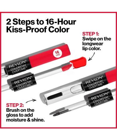 Revlon ColorStay Overtime Lipcolor in Pink Infinite Raspberry (005) - Dual Ended Liquid Lipstick with Clear Lip Gloss, Infused with Vitamin E - 0.07 Fl Oz - Buy Online on SooperMarket.com
