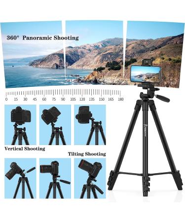 KINGJUE 60'' Camera Phone Tripod Stand for Canon Nikon DSLR | Universal Tablet Phone Holder, Remote, Bubble Level, Carry Bag | Max Load 6.6LB - Buy Online on SooperMarket.com