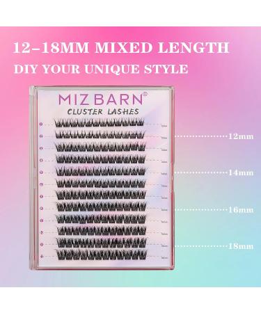 MIZ BARN Lash Clusters - 144pcs D Curl Eyelash Extensions (12-18mm) | Fluffy False Lashes for DIY at Home - Buy Online on SooperMarket.com
