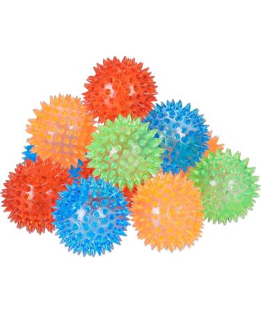 Relaxdays Hedgehog Ball Set of 12 - Colorful LED Bouncy Balls for Kids - 4 Flashing Colors 6.5 cm - Buy Online on SooperMarket.com