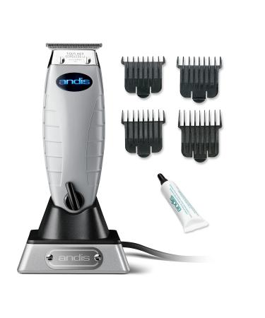 Andis 74000 Professional Corded/ Cordless Hair & Beard Trimmer, T-Outliner Blade Trimmer, Zero Gapped, Close Cutting Carbon Steel T-Blade Trimmer, Grey