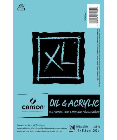 Canson XL Series Oil and Acrylic Paper, Foldover Pad, 5.5x8.5 inches, 24 Sheets (136lb/290g) - Artist Paper for Adults and Students 5.5"X8.5" Paper Pad
