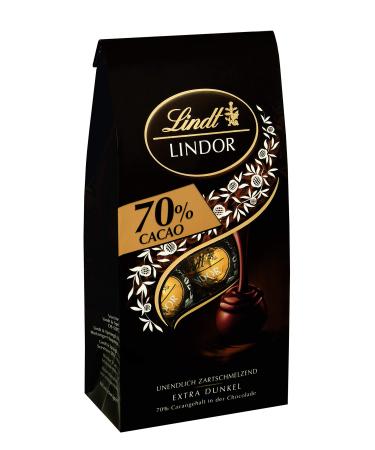 Lindt chocolate lindor balls 70% cocoa extra dark |137 g bag |approx. 10 balls of fine -colored chocolate chocolate with a delicately melting filling |Praline gift |Chocolate gift 70% cocoa 136 g (1 Pack)