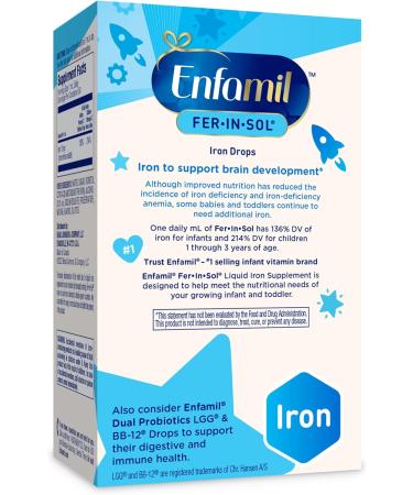 Enfamil Fer-In-Sol Iron Supplement Drops for Infants & Toddlers | Supports Brain Development | 50 mL Dropper - Buy Online Worldwide - Buy Online on SooperMarket.com