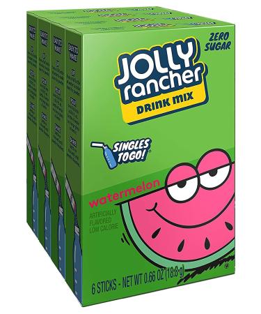 Jolly Rancher WATERMELON Singles to Go (4 Boxes of 6 Packets Each Box) Watermelon 6 Count (Pack of 4)