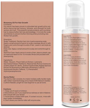 GoldWorld Rosemary Oil for Hair Growth w/Derma Roller Hair Growth Men Women 100ml Light-Weight Non-Greasy Hair Growth Oil Serum Reduce Beard Hair Loss Diluted Rosemary Oil Dry Damaged Hair Tonic - Buy Online on SooperMarket.com