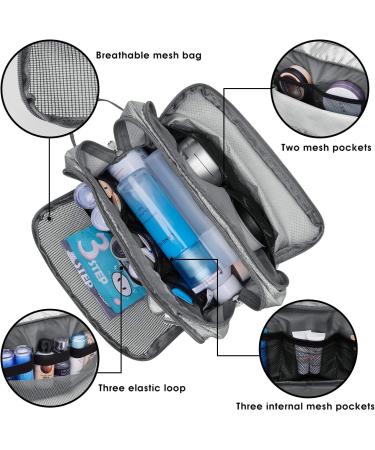 WANDF Water-Resistant Nylon Travel Toiletry Bag for Men and Women - Lightweight Dopp Kit (A-Grey) - Buy Online on SooperMarket.com