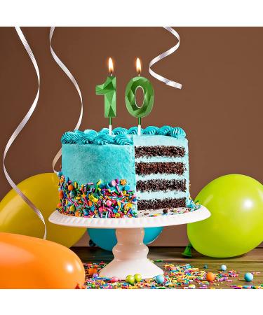 10th Birthday Number Candles - Happy Birthday Cake Topper Decoration in Green - Buy Online on SooperMarket.com