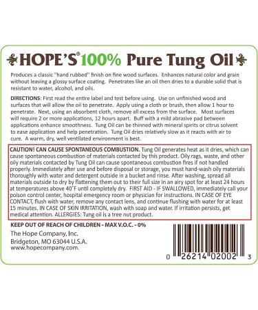 Hope's 100% Pure Tung Oil - Waterproof Natural Wood Finish & Sealer 32 Fl Oz - Buy Online on SooperMarket.com