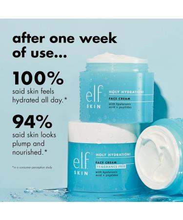 e.l.f. Holy Hydration! Face Cream - Fragrance Free Smooth Non-Greasy Lightweight Nourishing Moisturizes Softens Absorbs Quickly Suitable For All Skin Types 1.76 Oz - Buy Online on SooperMarket.com