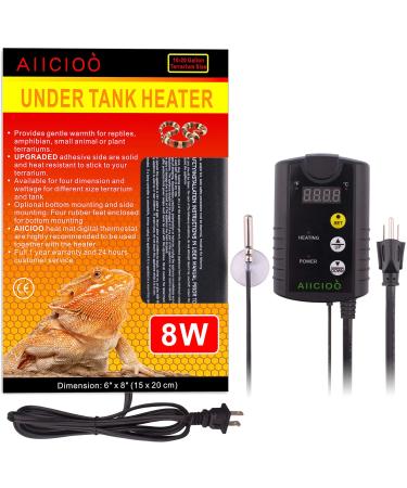 Aiicioo Under Tank Heater Thermostat - Reptile Heating Pad with Temperature Control Reptile Heat Mat for Combo Set for Hermit Crab Lizard Terrarium