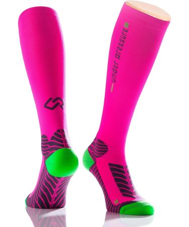 High-Performance Neon Pink Compression Stockings for Running | Runattack 18-21mmHg | Size 39-42 (Calf Scope 30-41cm) - Buy Online on SooperMarket.com