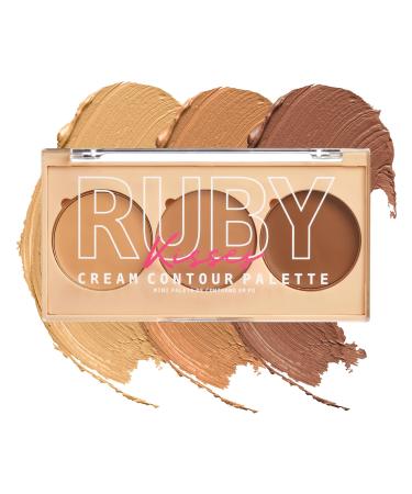 Ruby Kisses Contour Palette 3-in-1 Contour  Conceal  Highlight All-In-One Mini Palette  Long-Lasting  Easy to Blend Cream Contour Palette for Oily and Dry Skin (Light)
