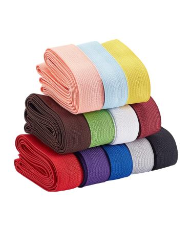 BENECREAT 12 Colors 32Yards Elastic Band 1 Inch/25mm Ribbon Stretch Elastic for Sewing Headbands Hair Tie Craft Project 1 Inch (wide) 12 Colors (32 Yard)-1