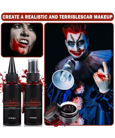 Realistic Halloween Fake Blood Spray & Gel Kit | Edible Washable SFX Makeup for Cosplay Zombie & Vampire Essentials - Buy Online on SooperMarket.com