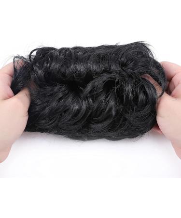 Jet Black Synthetic Hair Bun Extension - 45g Messy Updo Ponytail Scrunchie for Women - Buy Online on SooperMarket.com