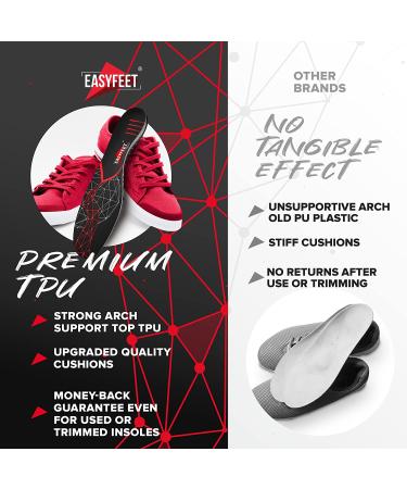2022 Premium Anti-Fatigue High Arch Support Insoles | Relief Plantar Fasciitis & Foot Pain | Men 9-10.5/Women | Black M - Buy Online on SooperMarket.com