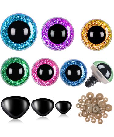 UPINS 180Pcs Safety Eyes and Noses for Amigurumi Large Plastic Craft Crochet Eyes for Stuffed Animals DIY Puppet Bear Toy Doll Making Supplies 12-30mm Shiny
