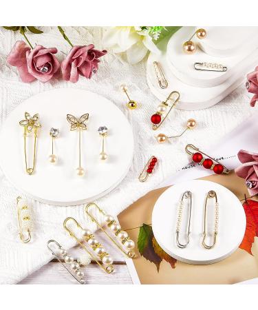 35-Piece White Faux Pearl Brooch Pins Set for Women - Elegant Clothing Decoration Accessories - Buy Online on SooperMarket.com