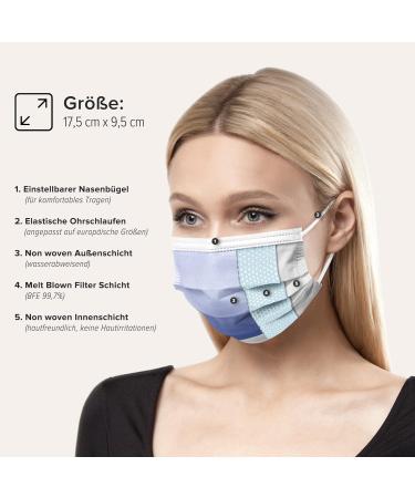 HARD 50 pieces Disposable Face Masks | Made in Germany | Type IIR & CE certified | Breathable Triple Layer - Filtration 99 78% | Elastic Earloops | Mouth Cover - Adults - Rainbow Midnight 50 Piece standard size (17 5 cm x 9 5 cm) Rainbow Midnight - Buy Online on SooperMarket.com