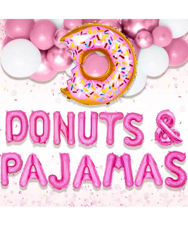 LaVenty Donuts & Pajamas Decoration Donuts & Pajamas Balloons Pajamas Party Decoration Slumber Party Decoration Girls Night Decoration Pink
