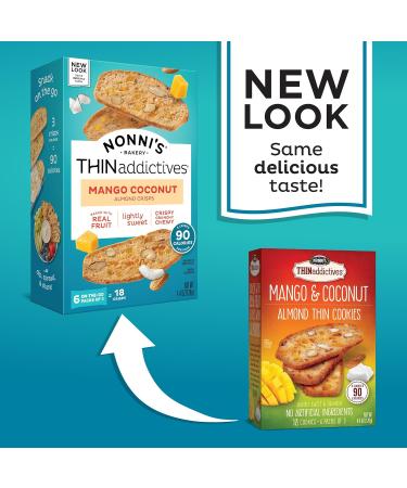 Nonni's THINaddictives Almond Thin Cookies - Mango & Coconut Biscotti Italian Cookies - 4.4 oz 3 Pack - Buy Online on SooperMarket.com